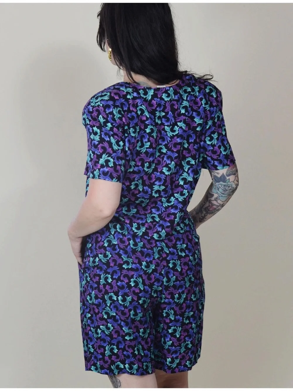 2 PIECE VINTAGE SET SHORTS AND CROP TOP WITH BELT RAYON